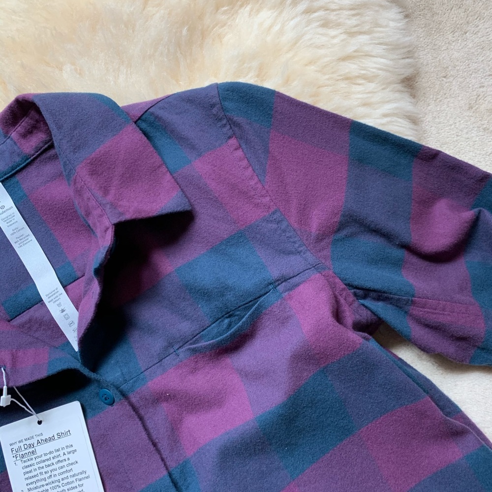 NWT Lululemon Fall Winter Plaid Flannel Button Down Shirt Top - Picture 6 of 8